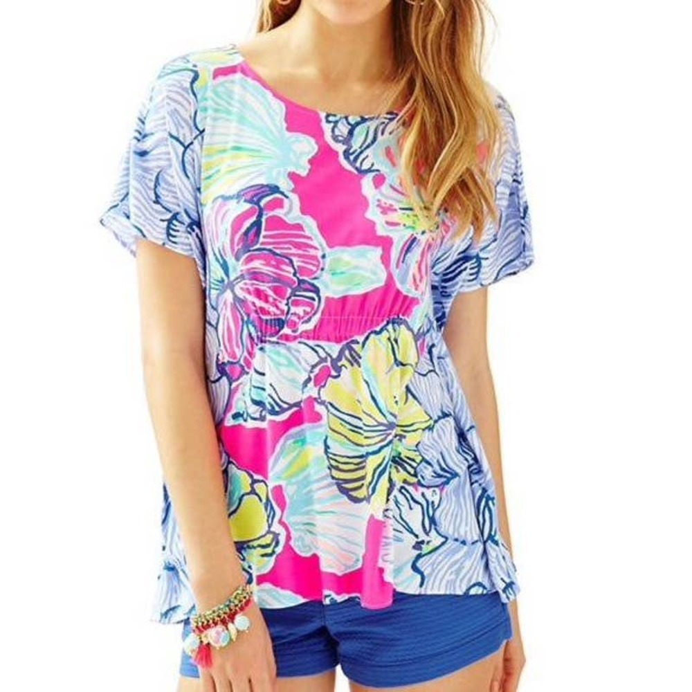 Lilly Pulitzer Kaliko Caftan Top Blouse Swept By The Tides Sz Small Medium